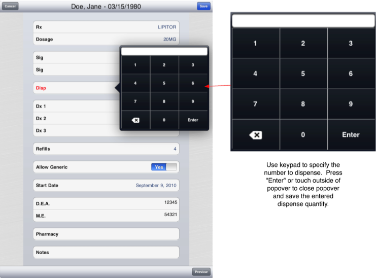 Rx Dispense Popover Help